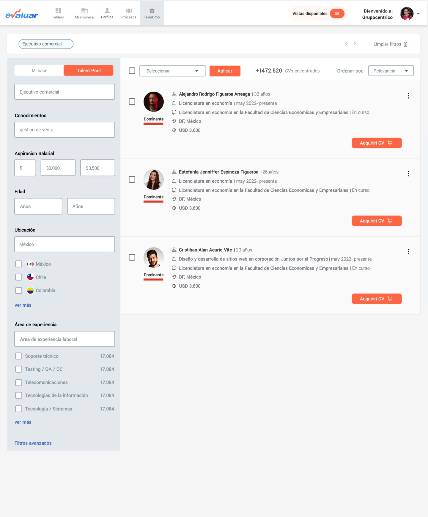 asistente de selección y reclutamiento